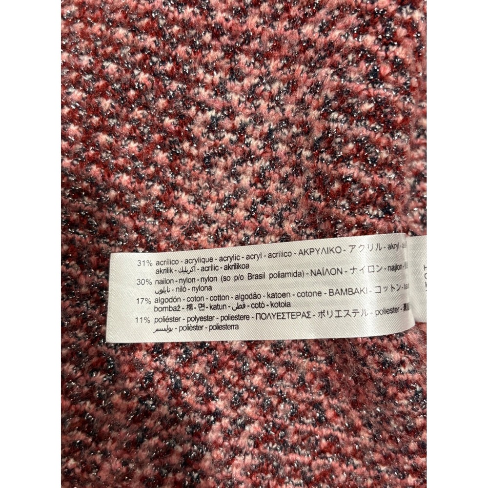 Zara Pink Metallic Tweed Plaid Fringe Belted Shirt Jacket Size M NWT - Picture 12 of 13
